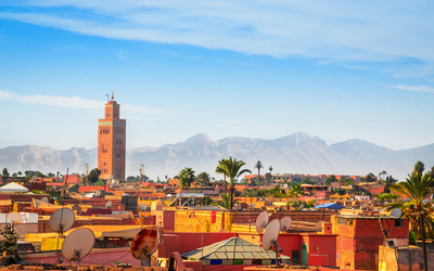 Panoramablick auf Marrakesch und die alte Medina, Marokko