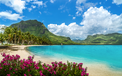 Strand und Berg Le Morne auf der Insel Mauritius